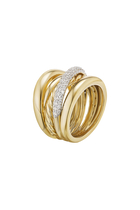 Pavé Crossover Five Row Ring, 18k Yellow Gold & Diamonds